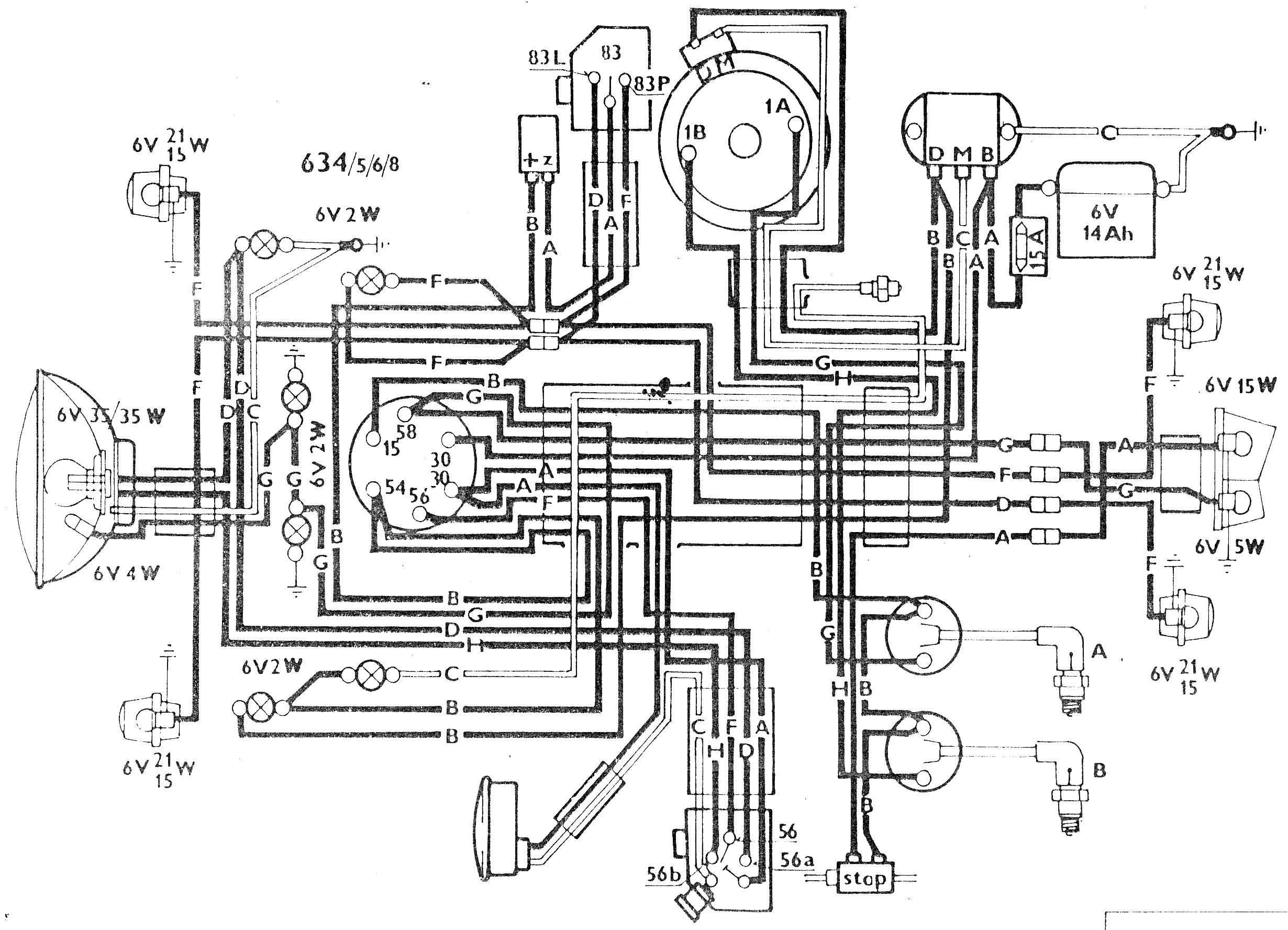 Elektrické schéma 634-5, 6, 8 dva přístroje