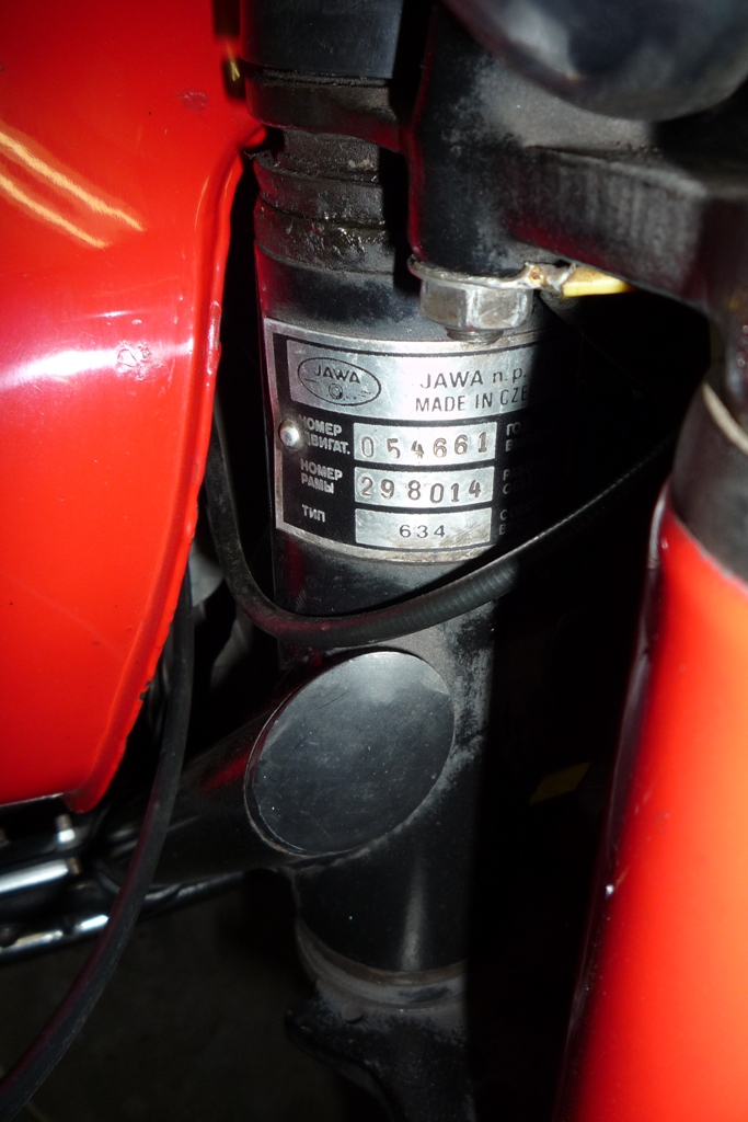 Výrobní štítek Jawa 350/634 - moje motorka